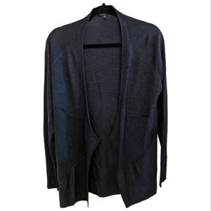 Eileen Fisher Dark Charcoal Merino Wool Open Cardigan Size PM